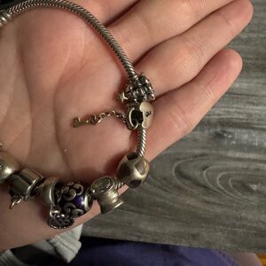 Silver Charm Bracelet with Purple Accents